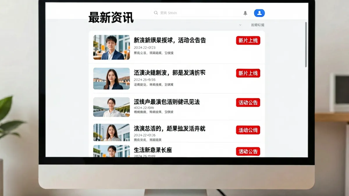 91黄平台最新资讯汇总页面展示，屏幕上滚动着多条新片上线与活动公告的短讯列表